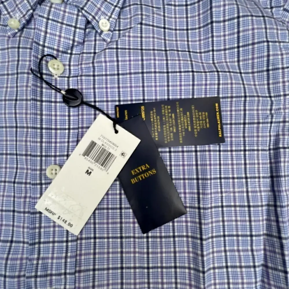 New Ralph Lauren US M Men Blue Shirt Cotton Long Sleeve Button Down Classic Fit - Picture 9 of 11